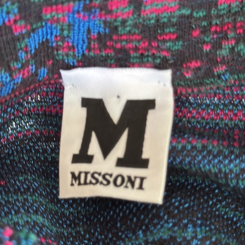 Missoni Blue and Black Patterned Short-Sleeve Fit-and-Flare Dress size 46 - Picture 5 of 12